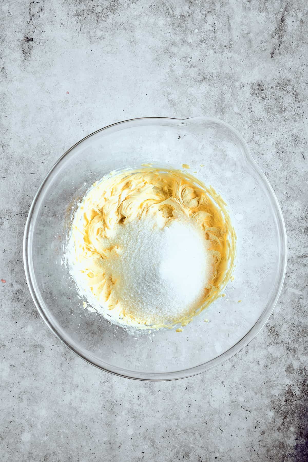 Creaming butter and sugar.