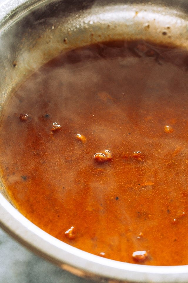 Making the pineapple BBQ sauce.