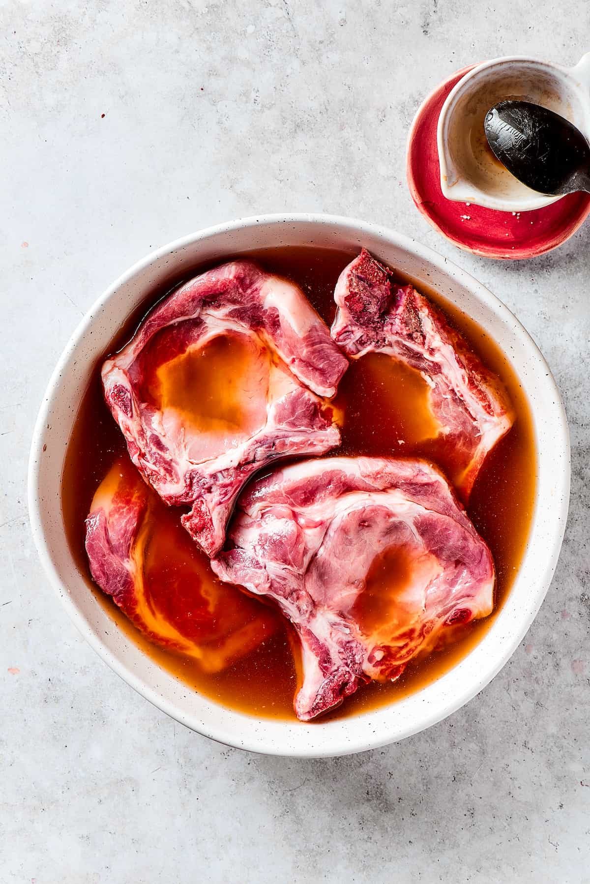 Pork chops in brine.