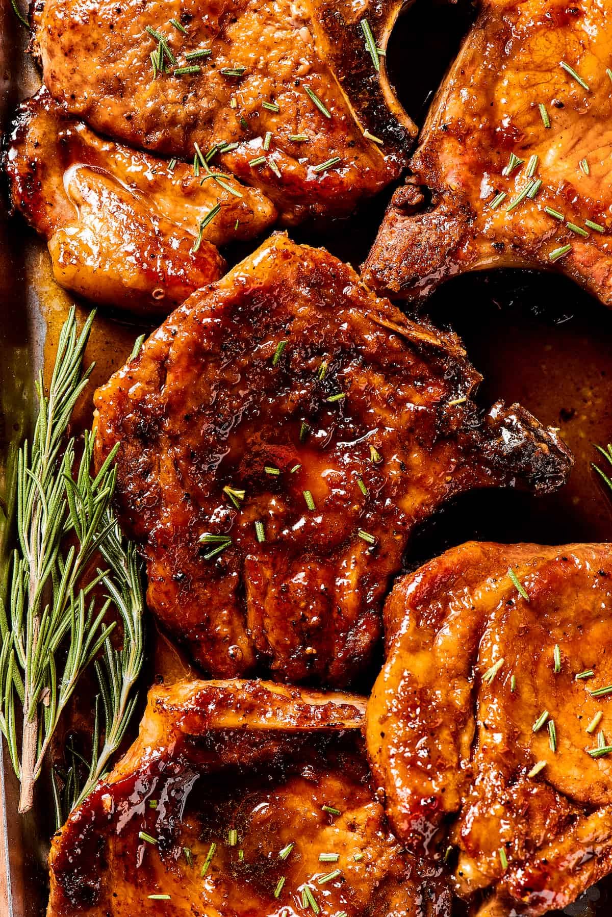 Brown sugar pork recipe with herbs.