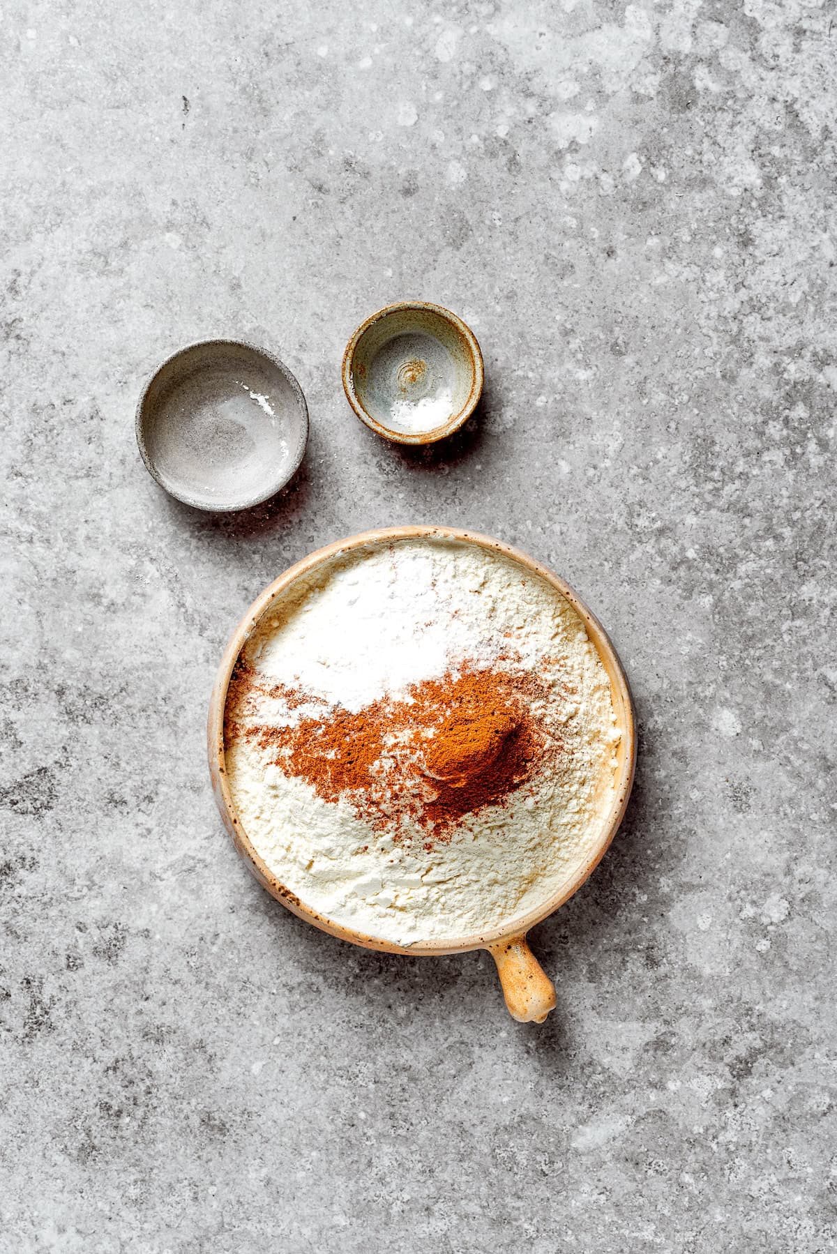 The dry mix for carrot cake in a bowl.