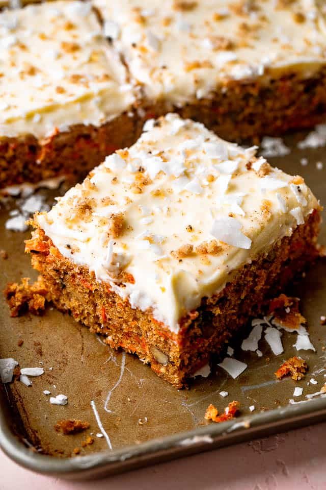 square slice of carrot cake