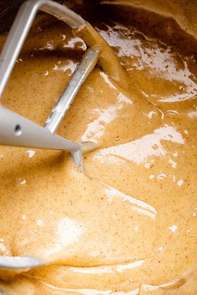 Mixing carrot cake batter.