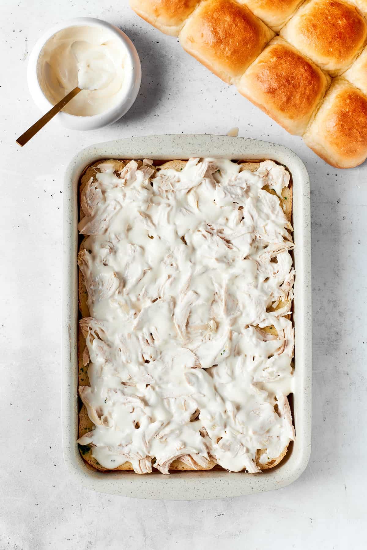 Cheese and ranch tops the chicken.
