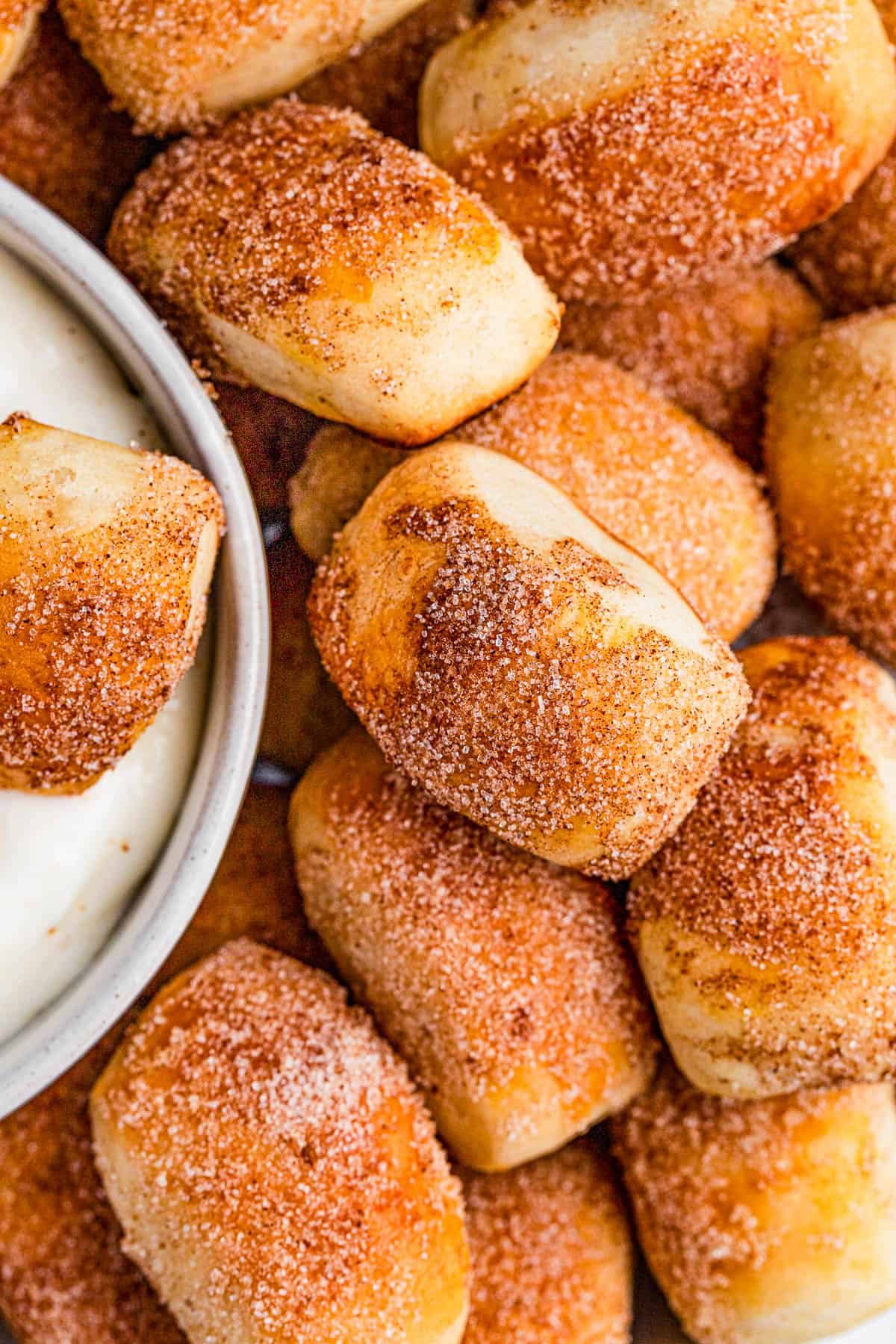 Pretzel bites with cream cheese dip