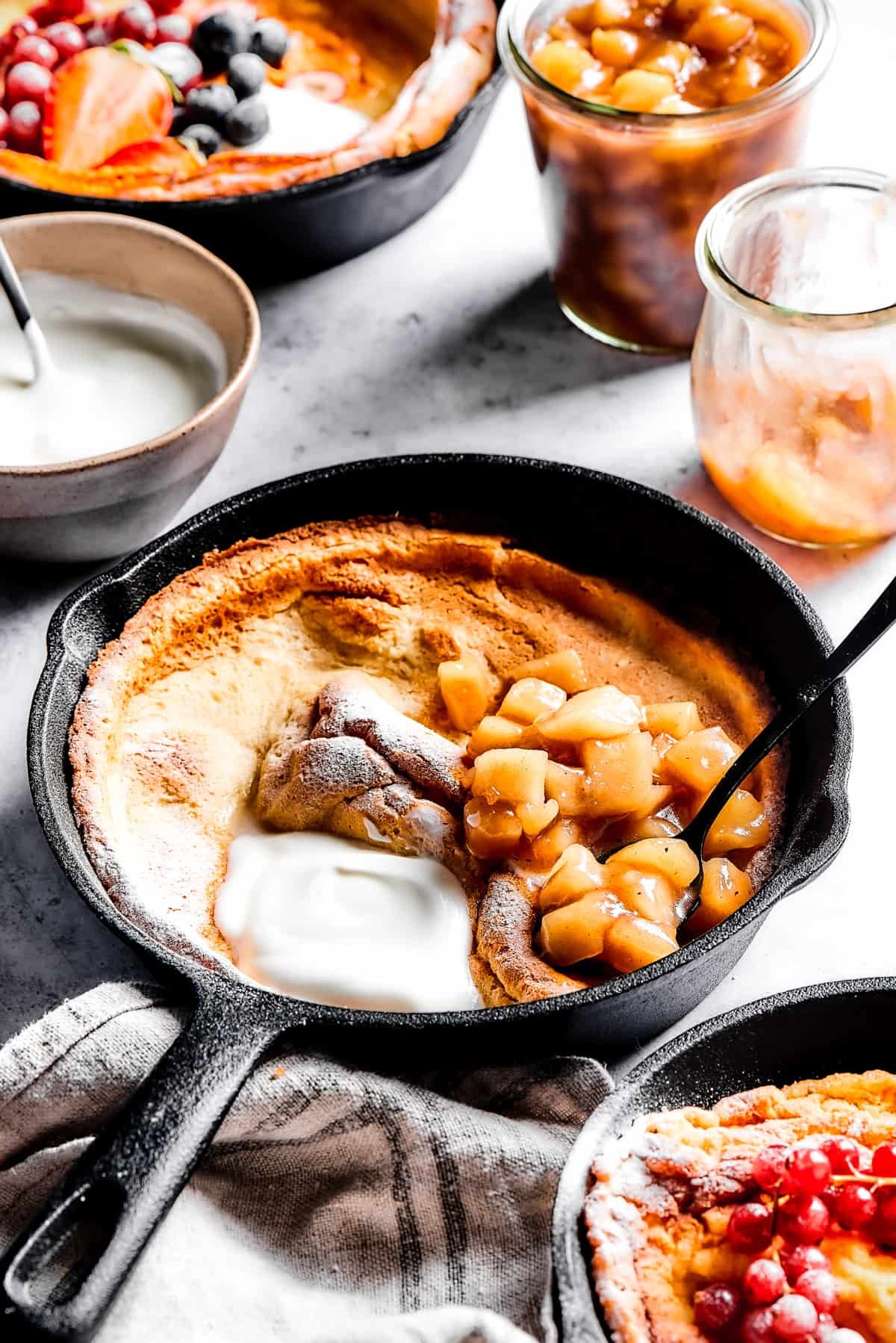 Dutch baby with apple filling.