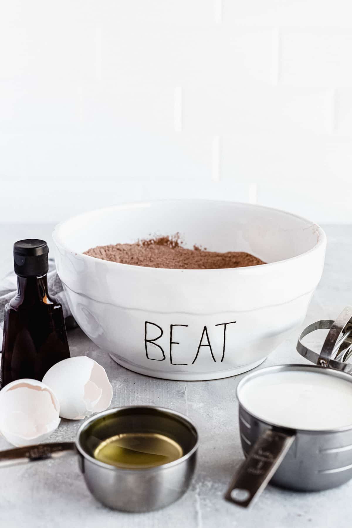 A Mixture of the Dry Ingredients for Homemade Chocolate Cake