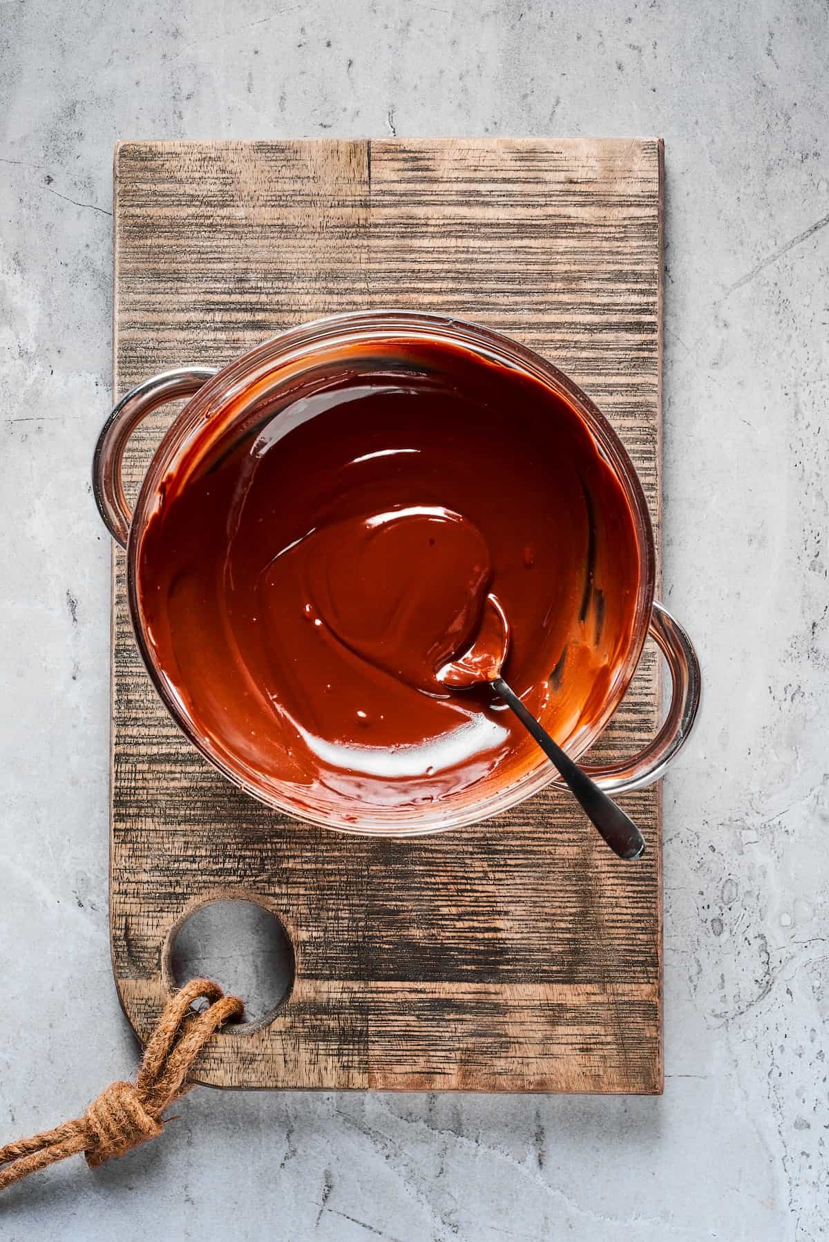 Melted chocolate in a bowl.