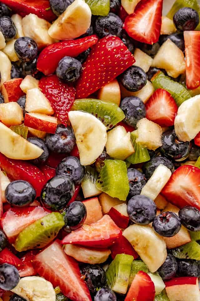 Fresh fruit salad in a bowl.