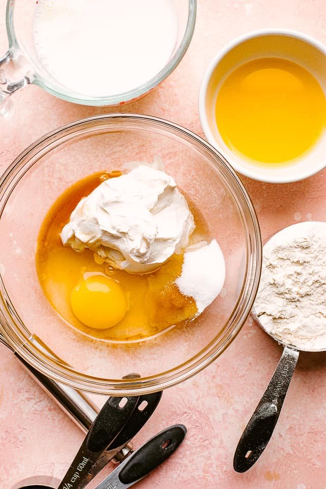 Ingredients for fluffy pancakes.