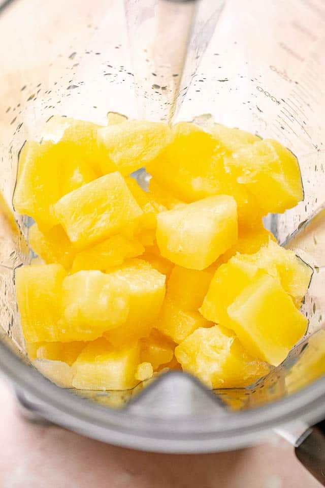pineapple chunks in a blender
