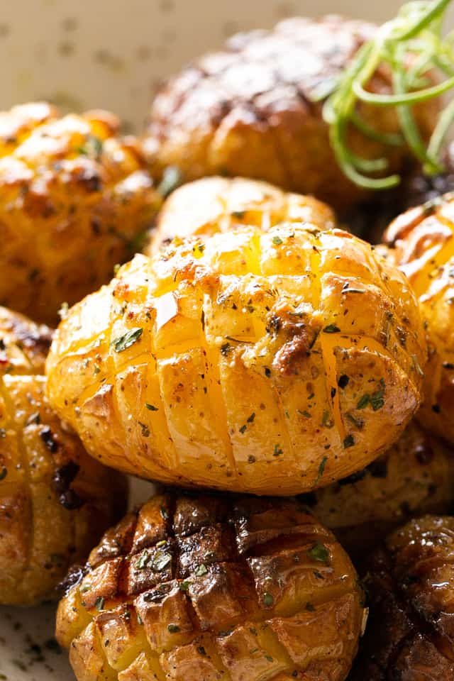 close up shot of hedgehog potatoes