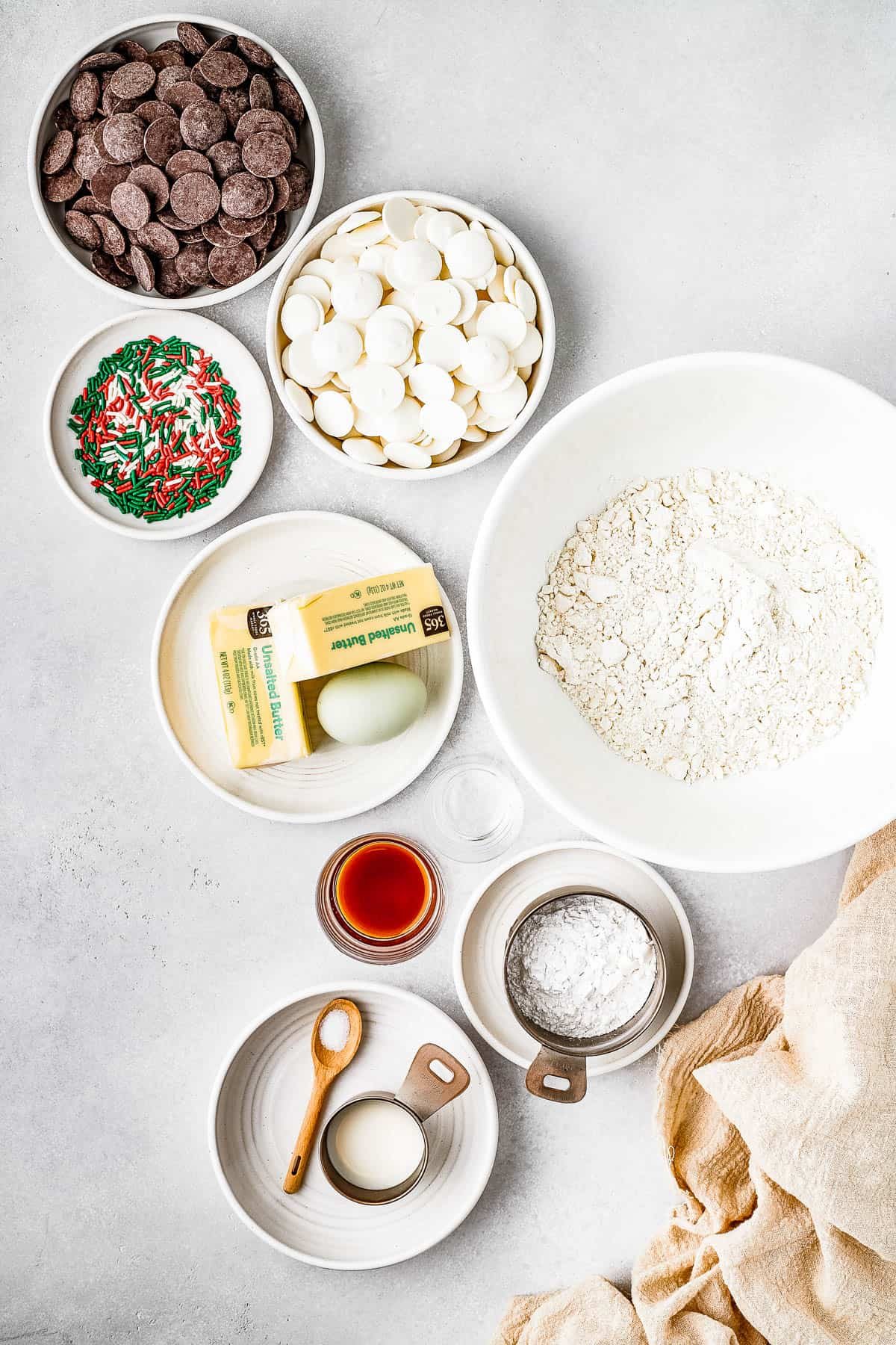 overhead shot of all ingredients to make butter cookies