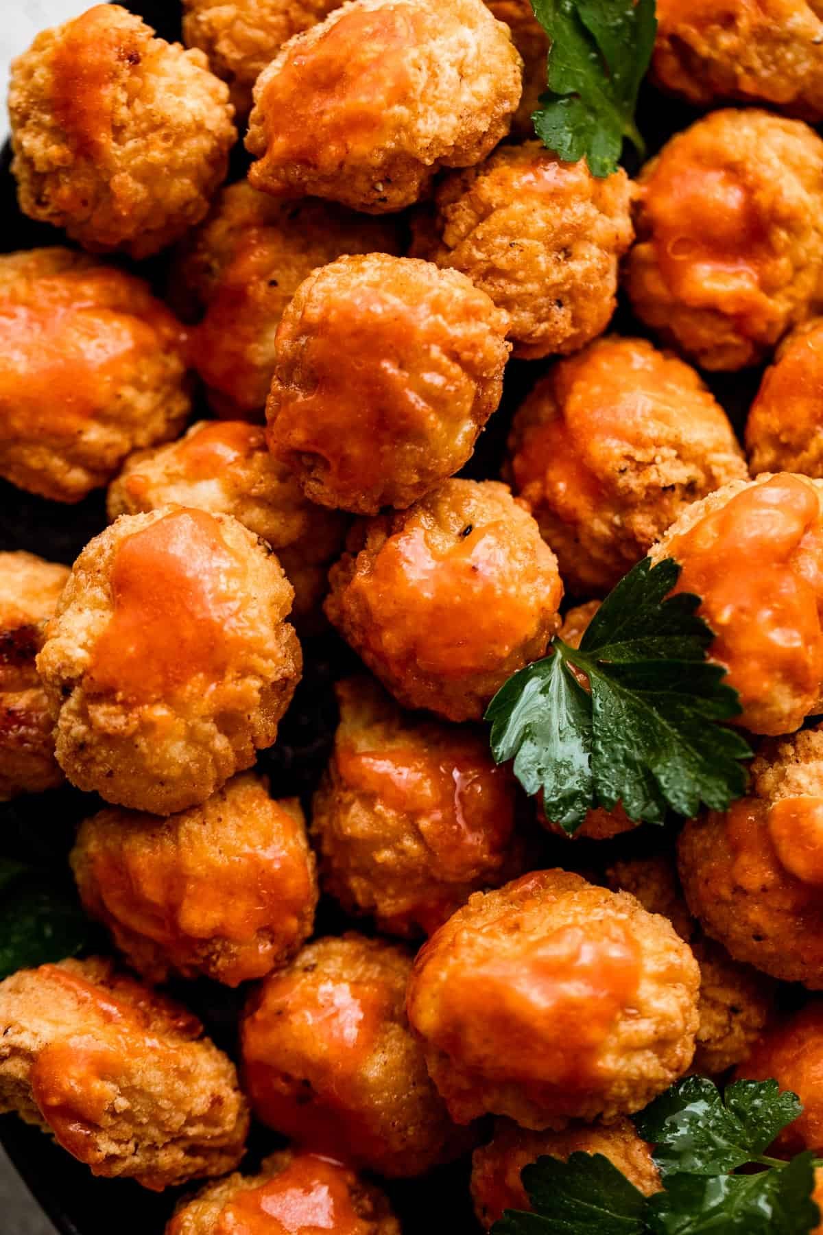 close up shot of popcorn chicken