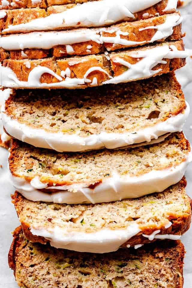 top shot of zucchini banana bread