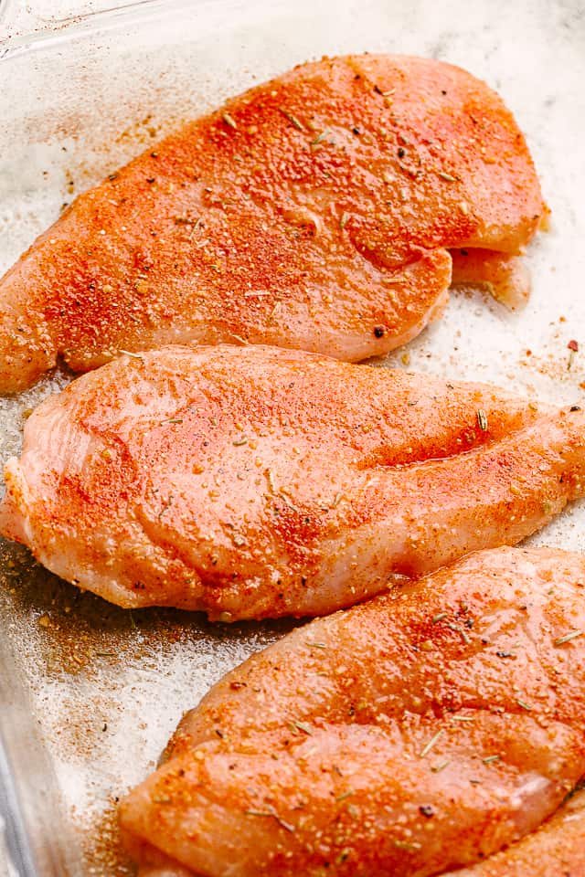 Photo of chicken breasts ready to bake