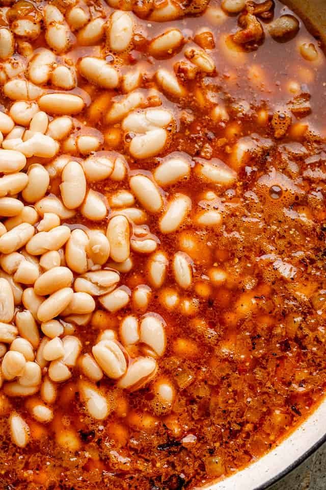 boiling beans in broth