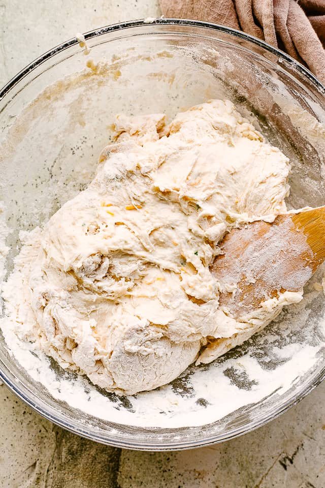 Making cheese bread dough