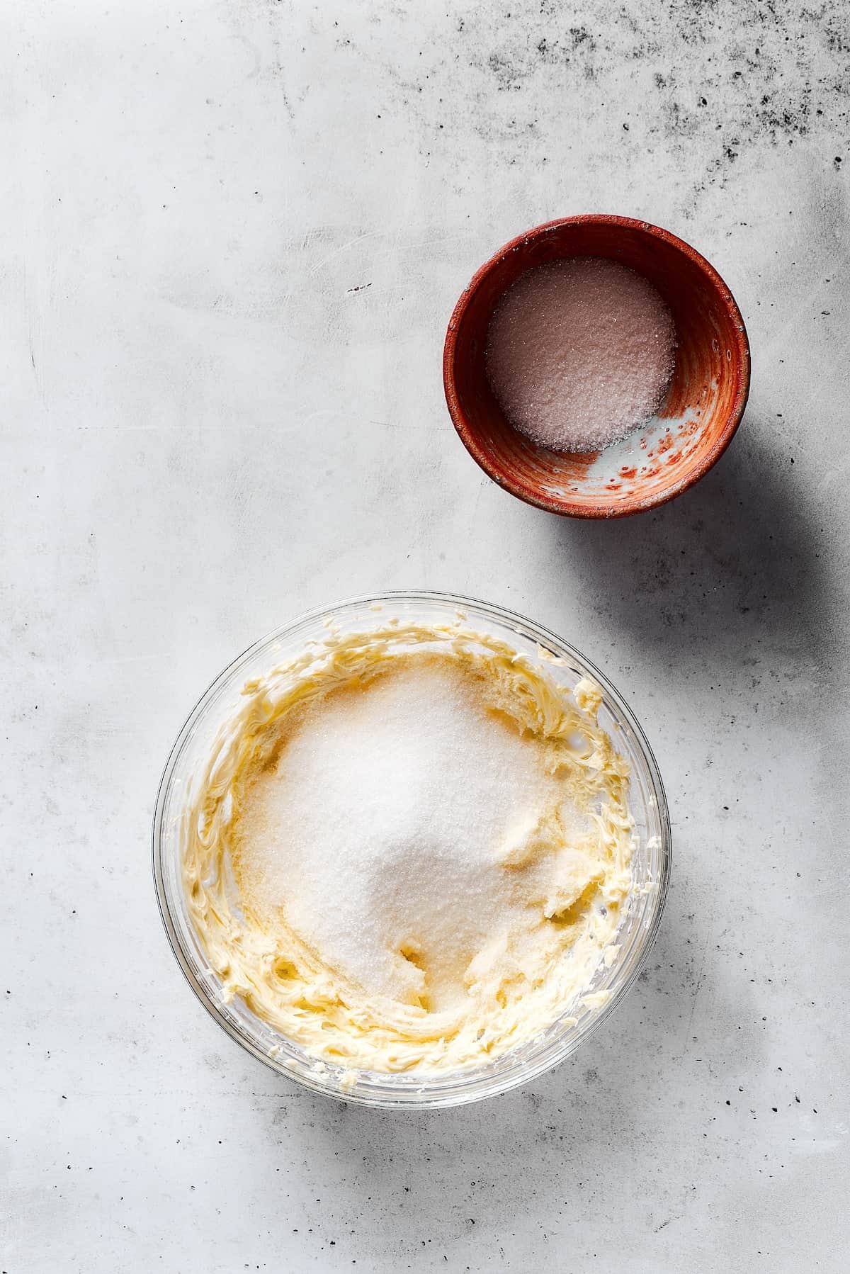 Creaming butter and sugar together.