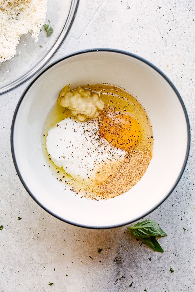 Yogurt mixture for chicken tenders.