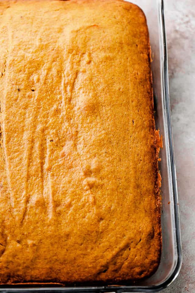 pumpkin cake in a baking dish