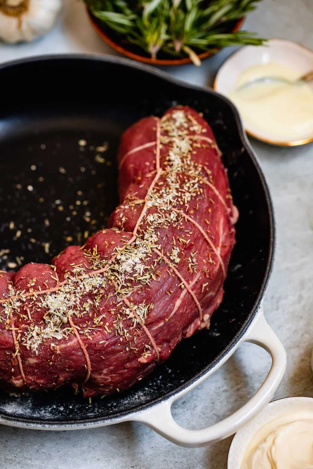 A Close-Up Shot of Beef Tenderloin Covered in Seasonings