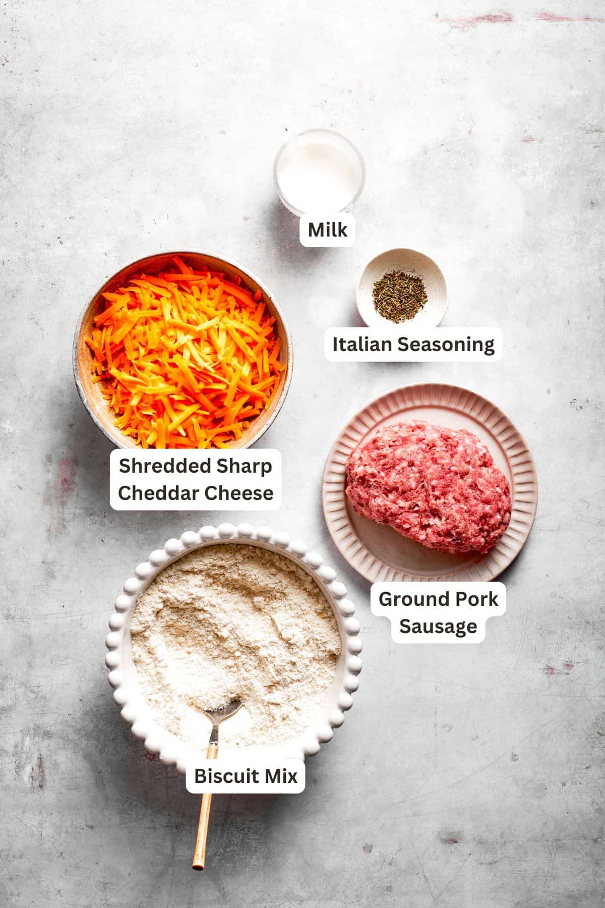 The ingredients for sausage balls are text-labeled.