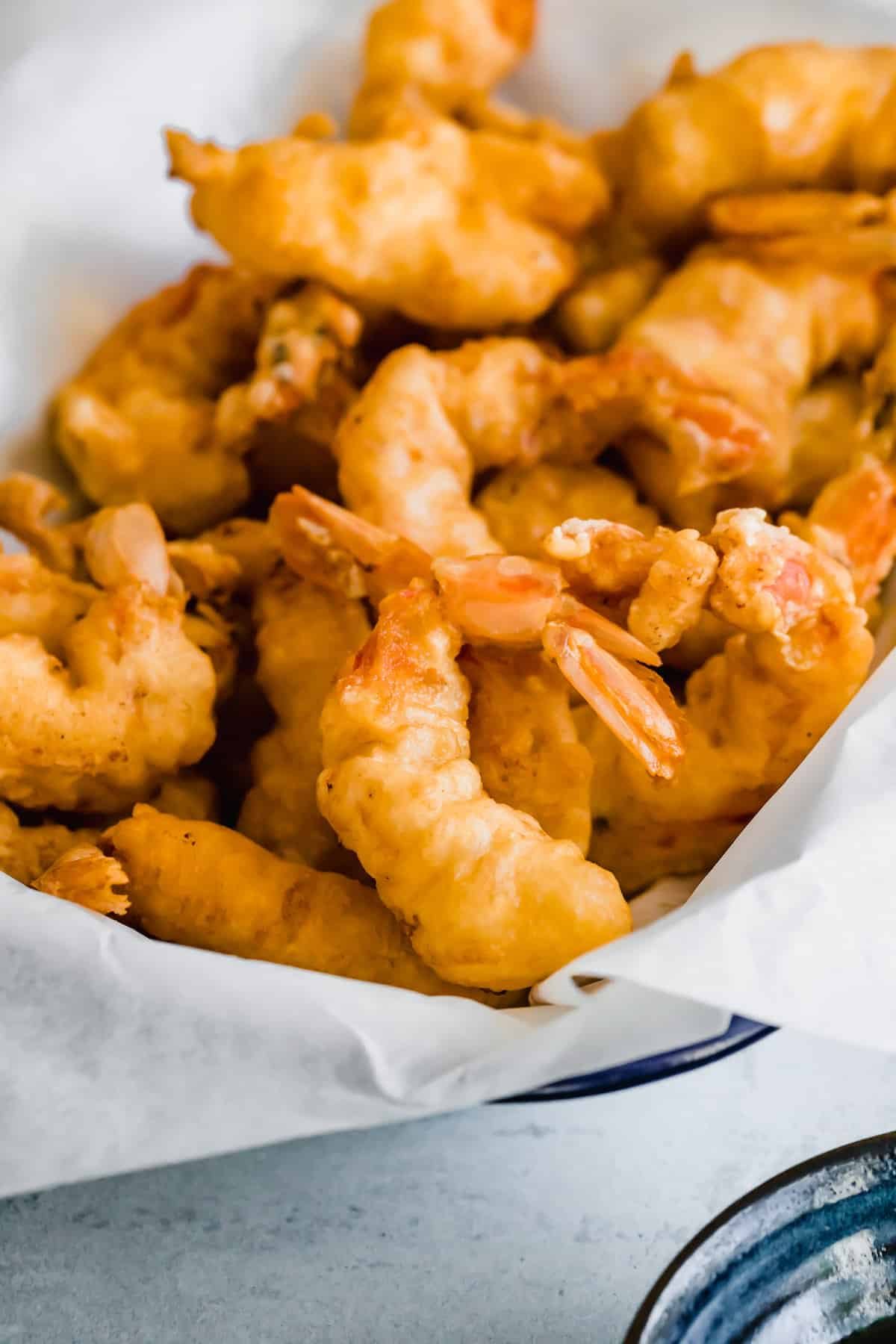 A Close-Up Shot of Freshly Fried Shrimp Inside a Serving Platter