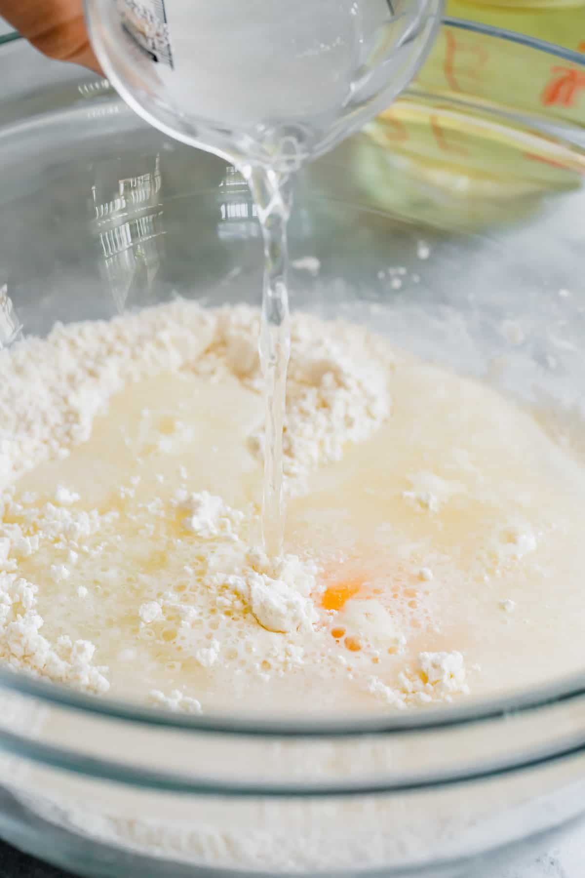 Club Soda Being Poured Into the Bowl of Tempura Batter