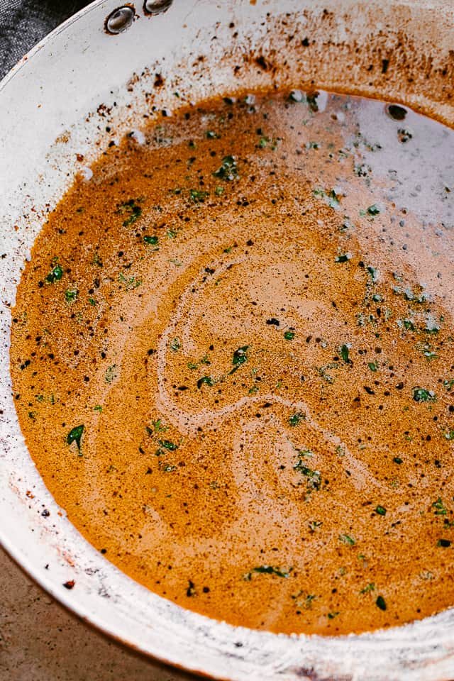 balsamic sauce cooking in a skillet