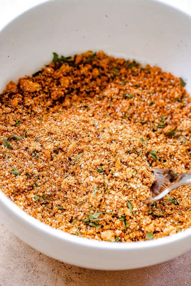 beef seasoning mixture in a white bowl