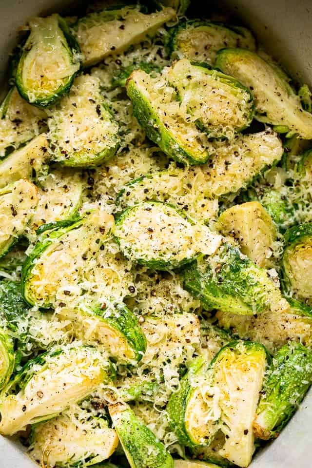 parmesan cheese topped brussel sprouts