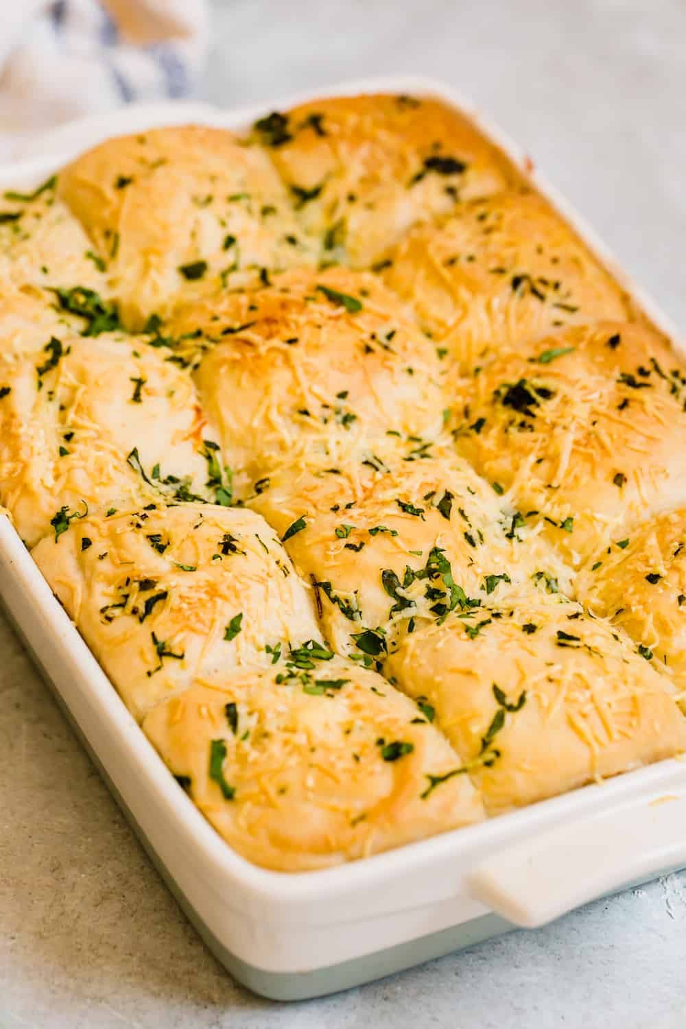 12 Freshly Baked Dinner Rolls in a Pan on the Countertop