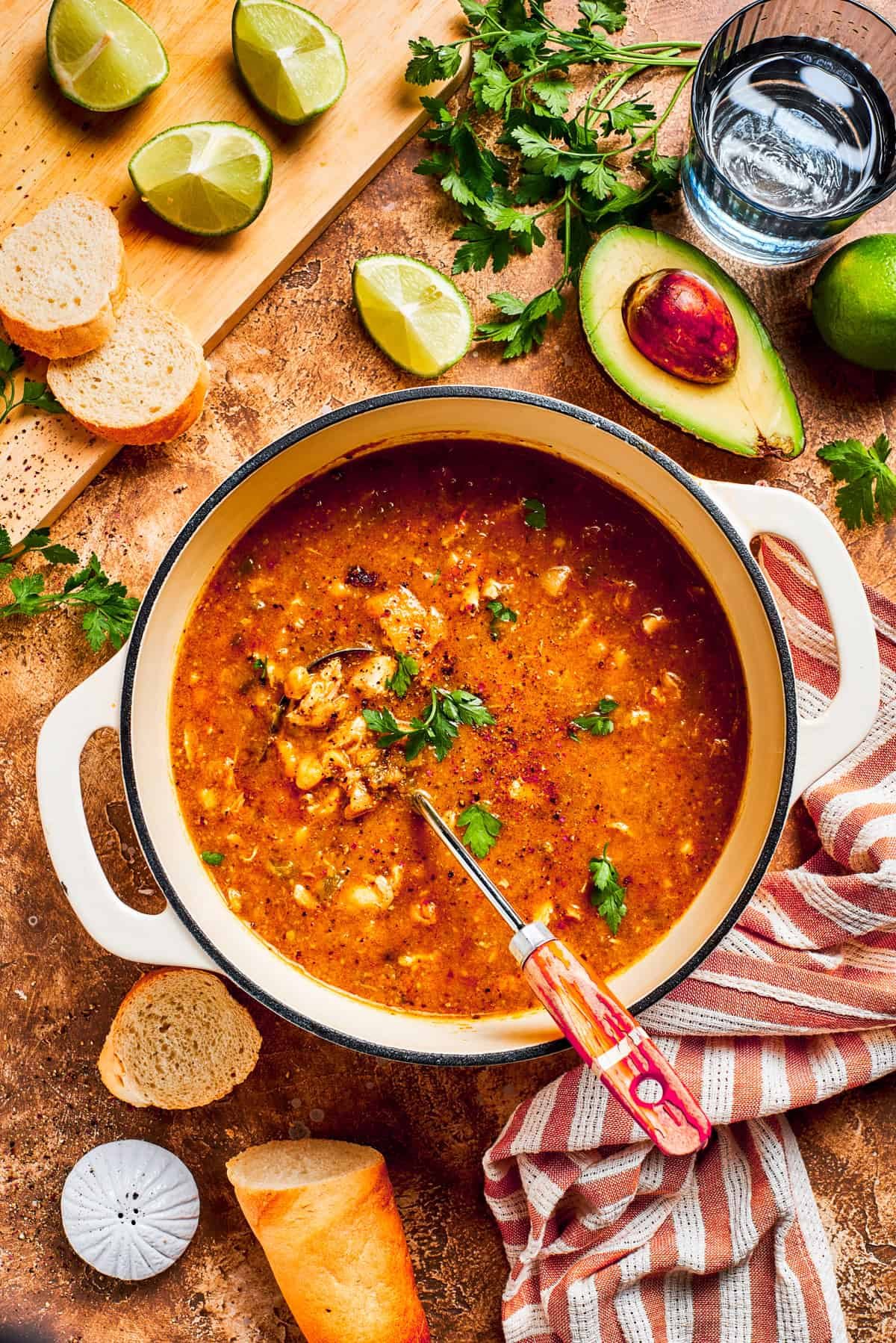 A pot of spicy chicken soup.