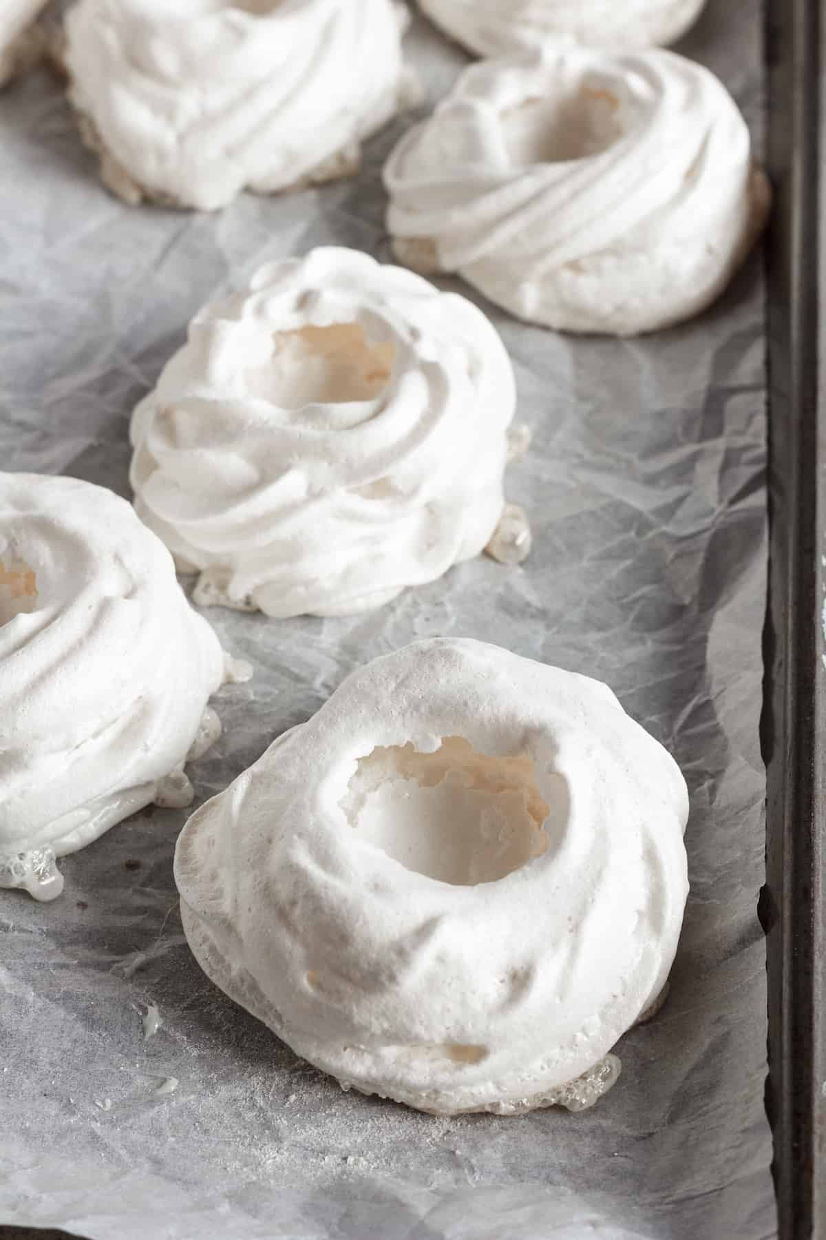 Pavlova nests on a making sheet