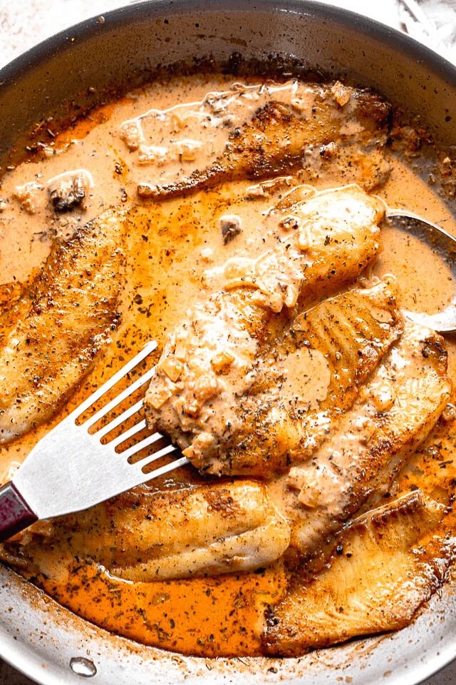 Picking up a fillet with a fish spatula.