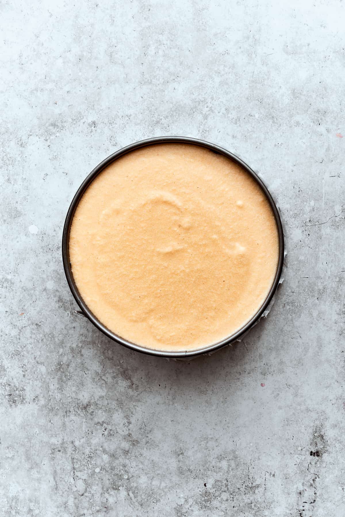 The turtle cheesecake is finished with a layer of plain cheesecake batter,