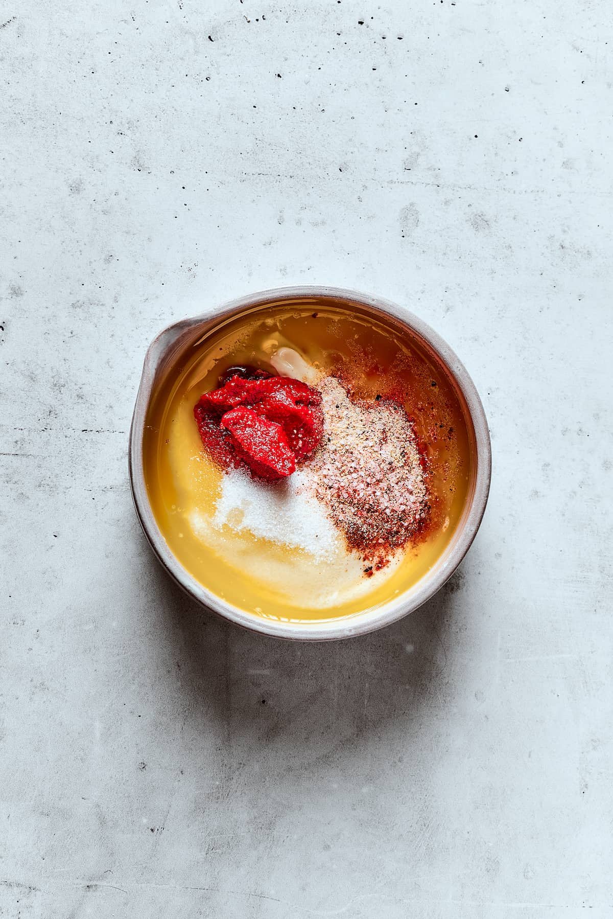 Sauce ingredients in a bowl.