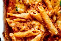 Golden Cheesy Mostaccioli Bake