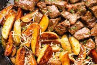 Garlic Butter Steak Bites with Roasted Potatoes