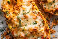 Enchilada Chicken Stuffed Spaghetti Squash