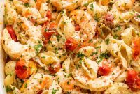 Rich Cream Cheese Shrimp Pasta Bake