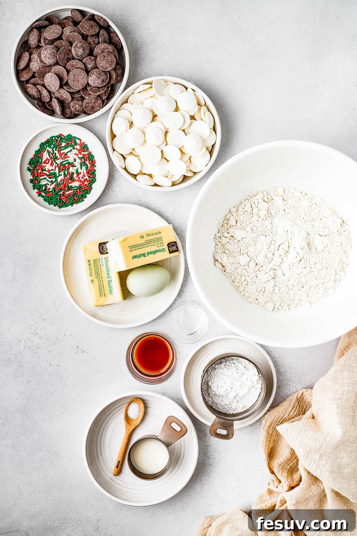 overhead shot of all ingredients to make butter cookies