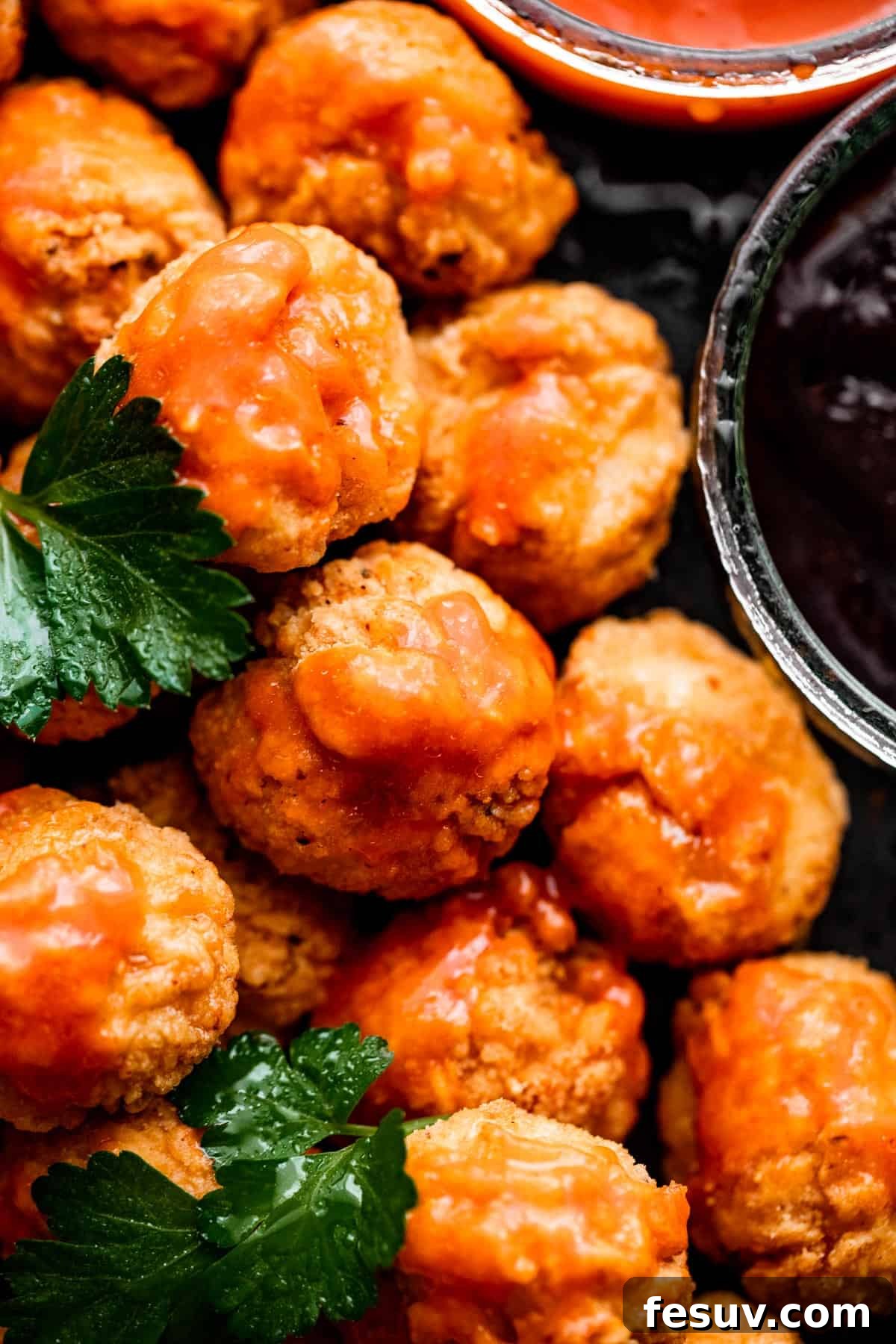 close up shot of popcorn chicken