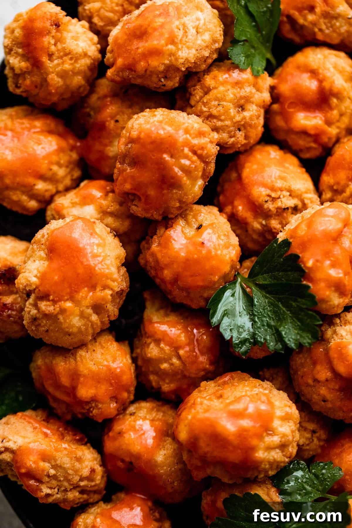 close up shot of popcorn chicken