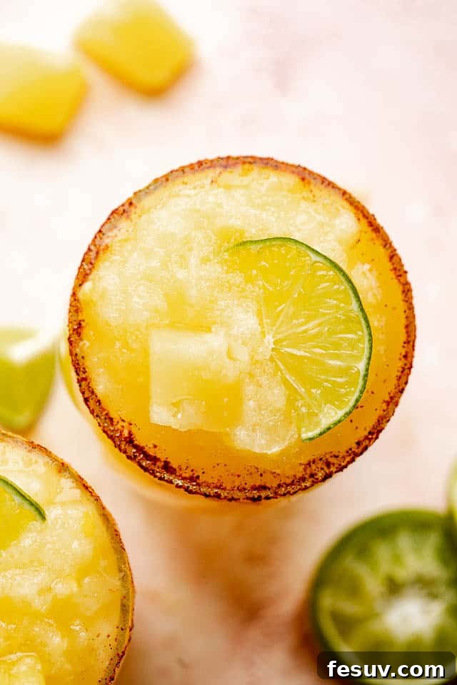 top view of pineapple frozen margarita
