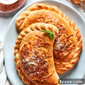 Two pizza pockets on a blue plate.