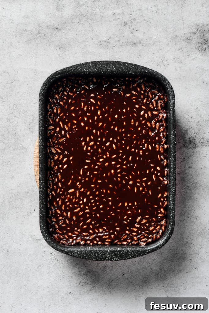 Irresistible Chocolate Krispie Squares 7 A pan of chocolate rice cereal treats.