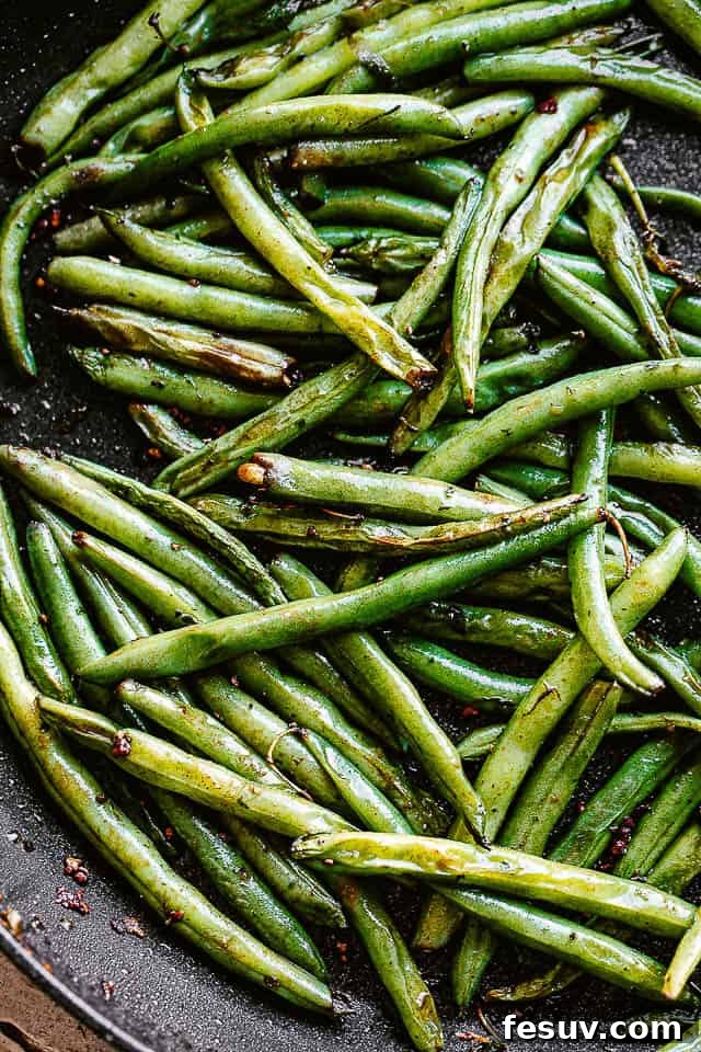 pan frying green beans