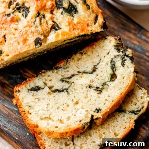 top view of spinach and feta bread slices